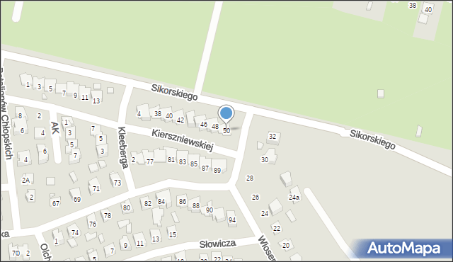 Zamość, Sikorskiego Władysława, gen., 50, mapa Zamościa