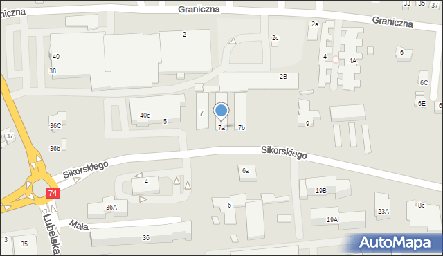 Zamość, Sikorskiego Władysława, gen., 7a, mapa Zamościa