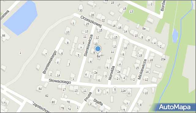 Żarki, Sienkiewicza Henryka, 8a, mapa Żarki