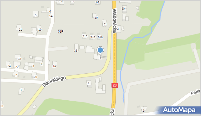Zator, Sikorskiego Władysława, gen., 1, mapa Zator