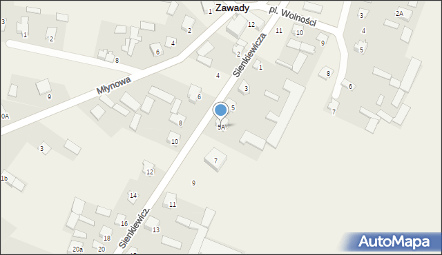 Zawady, Sienkiewicza Henryka, 5A, mapa Zawady
