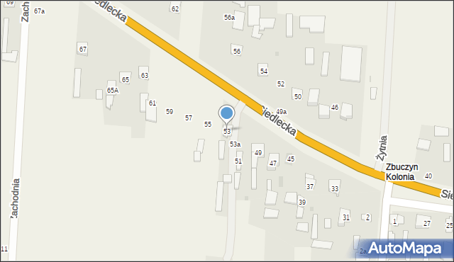 Zbuczyn, Siedlecka, 53, mapa Zbuczyn