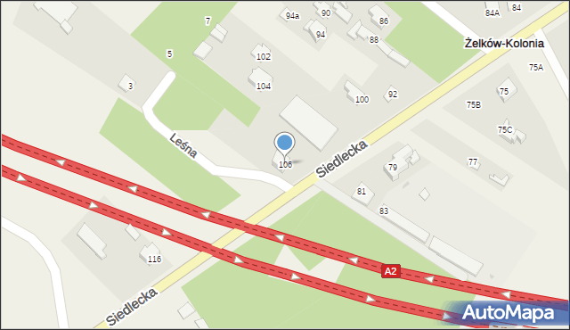 Żelków-Kolonia, Siedlecka, 106, mapa Żelków-Kolonia