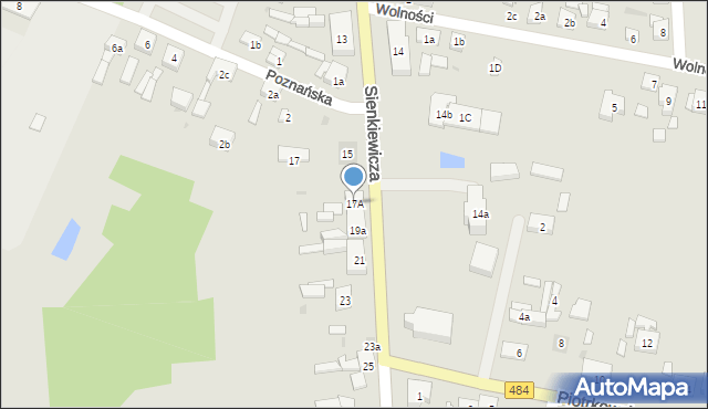 Zelów, Sienkiewicza Henryka, 17A, mapa Zelów