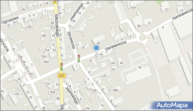 Zielona Góra, Sienkiewicza Henryka, 1, mapa Zielona Góra