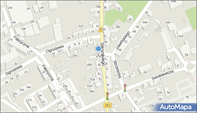 Zielona Góra, Sikorskiego Władysława, gen., 47a, mapa Zielona Góra