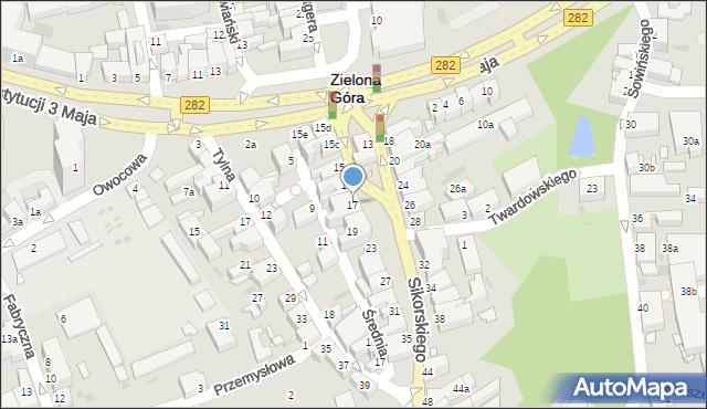 Zielona Góra, Sikorskiego Władysława, gen., 17, mapa Zielona Góra