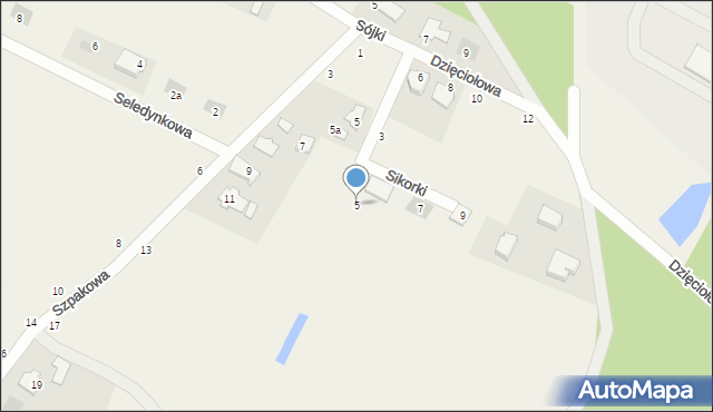 Zielonka, Sikorki, 5, mapa Zielonka
