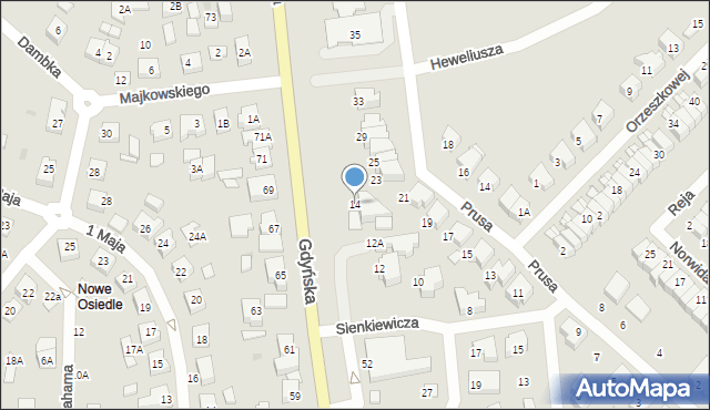 Żukowo, Sienkiewicza Henryka, 14, mapa Żukowo