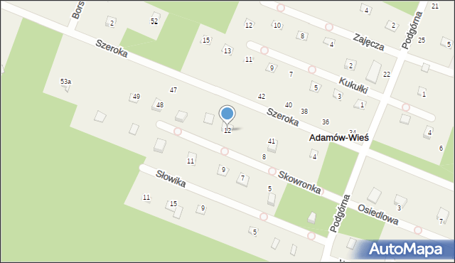 Adamów-Wieś, Skowronka, 12, mapa Adamów-Wieś