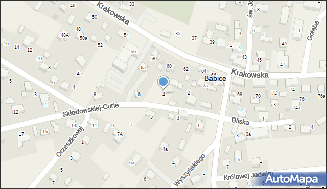 Babice, Skłodowskiej-Curie Marii, 4, mapa Babice