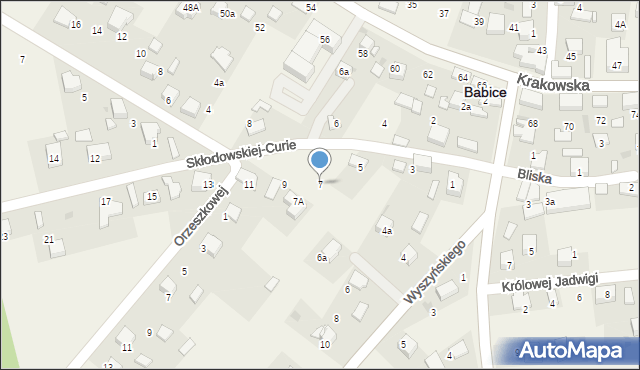 Babice, Skłodowskiej-Curie Marii, 7, mapa Babice