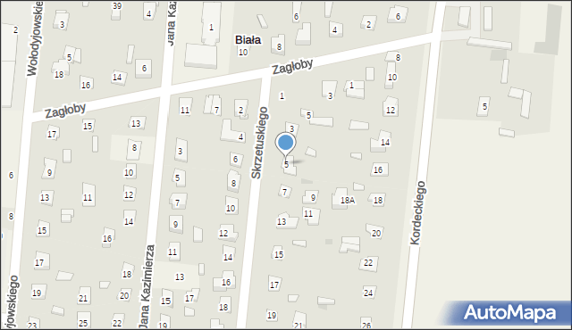 Biała, Skrzetuskiego Jana, 5, mapa Biała