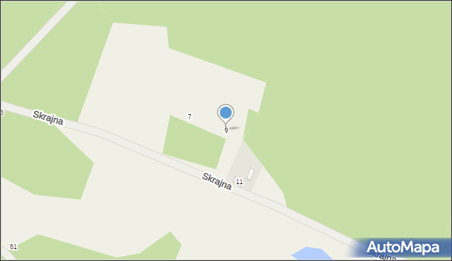 Białobrzegi, Skrajna, 9, mapa Białobrzegi