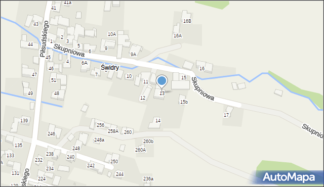 Biały Dunajec, Skupniowa, 13, mapa Biały Dunajec