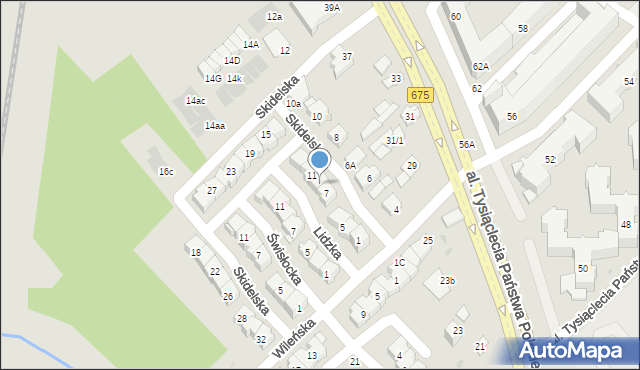Białystok, Skidelska, 9, mapa Białegostoku