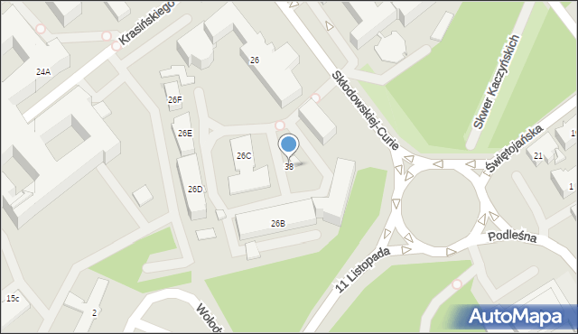 Białystok, Skłodowskiej-Curie Marii, 38, mapa Białegostoku