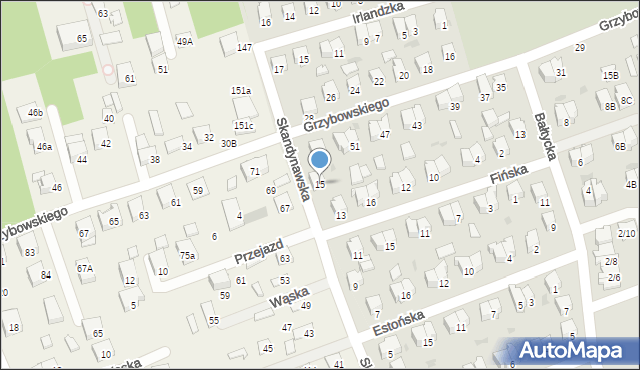 Białystok, Skandynawska, 15, mapa Białegostoku