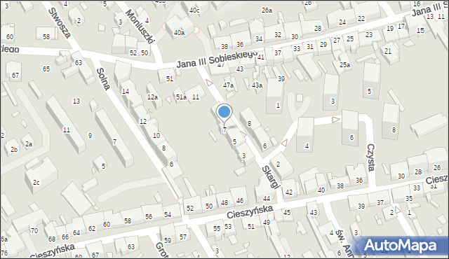 Bielsko-Biała, Skargi Piotra, ks., 7, mapa Bielsko-Białej