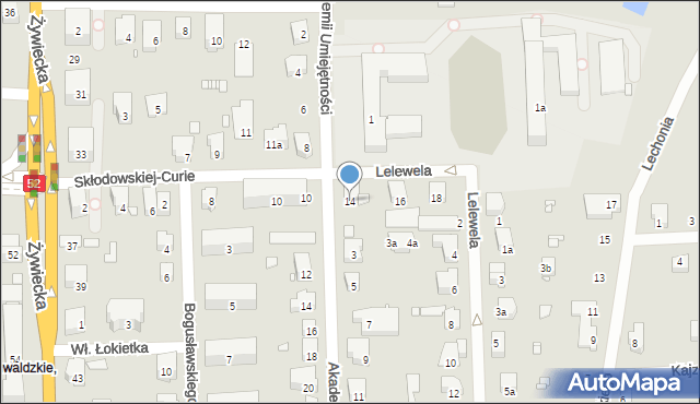 Bielsko-Biała, Skłodowskiej-Curie Marii, 14, mapa Bielsko-Białej