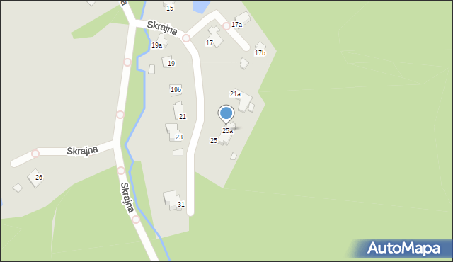 Bielsko-Biała, Skrajna, 25a, mapa Bielsko-Białej