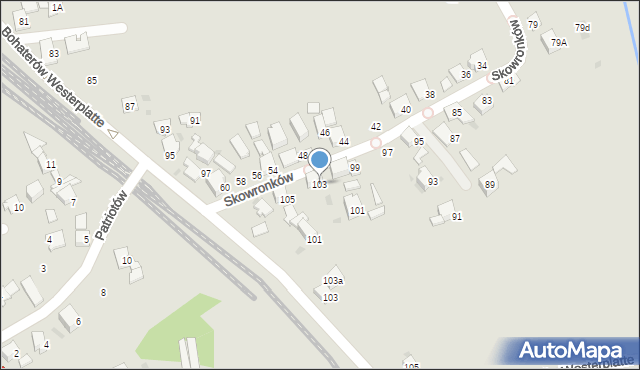 Bieruń, Skowronków, 103, mapa Bieruń