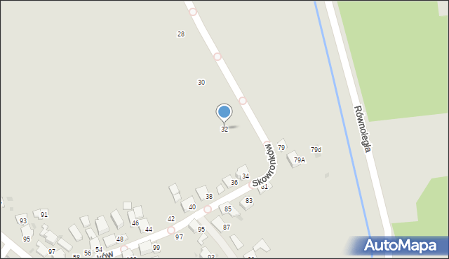 Bieruń, Skowronków, 32, mapa Bieruń