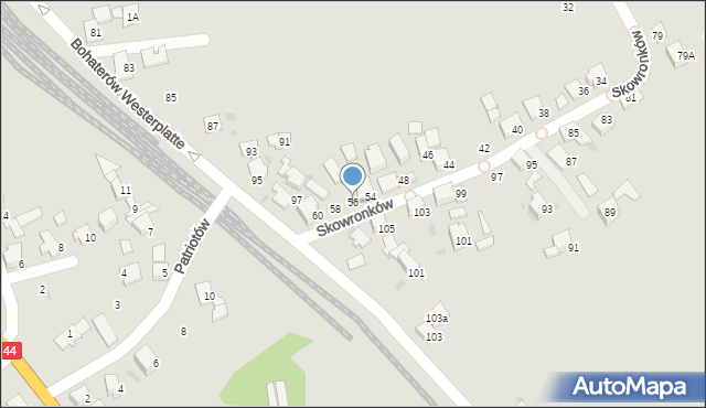 Bieruń, Skowronków, 56, mapa Bieruń