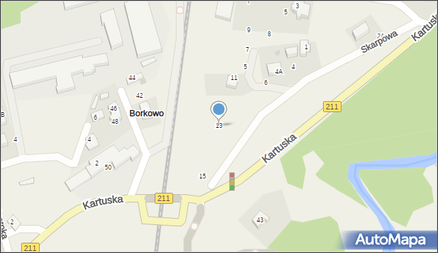 Borkowo, Skarpowa, 13, mapa Borkowo