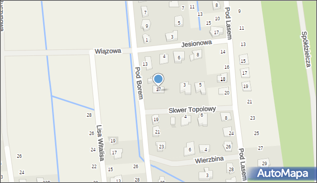 Borówiec, Skwer Topolowy, 1, mapa Borówiec