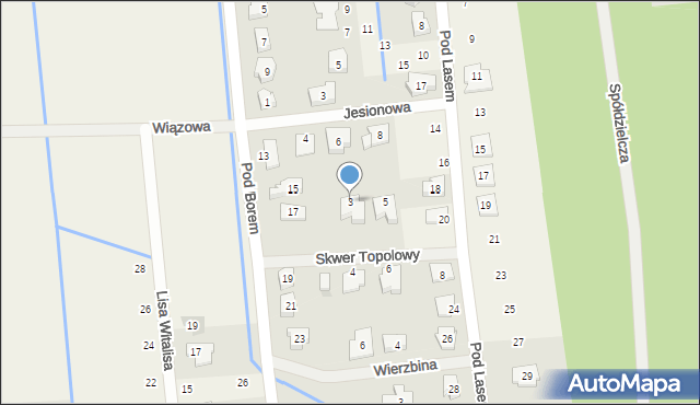 Borówiec, Skwer Topolowy, 3, mapa Borówiec