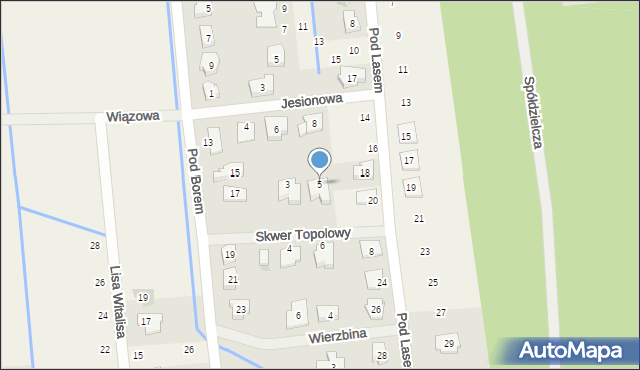 Borówiec, Skwer Topolowy, 5, mapa Borówiec