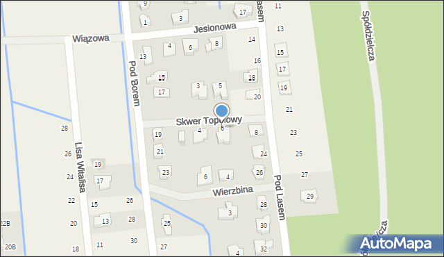 Borówiec, Skwer Topolowy, 6, mapa Borówiec
