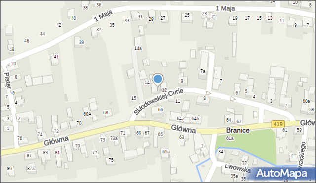 Branice, Skłodowskiej-Curie Marii, 13, mapa Branice