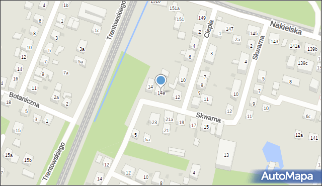 Bydgoszcz, Skwarna, 14a, mapa Bydgoszczy