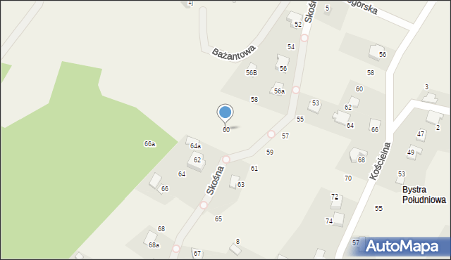 Bystra, Skośna, 60, mapa Bystra