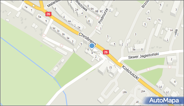 Chojna, Skwer Jagielloński, 4, mapa Chojna