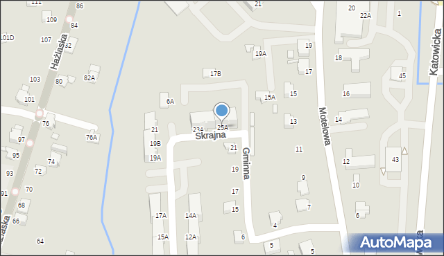 Cieszyn, Skrajna, 25A, mapa Cieszyna