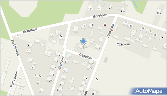 Czaplów, Skalna, 1, mapa Czaplów
