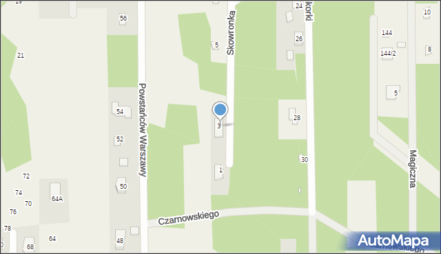 Czarnów, Skowronka, 3, mapa Czarnów