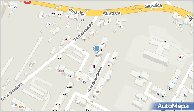 Czeladź, Składkowskiego, 6A, mapa Czeladź