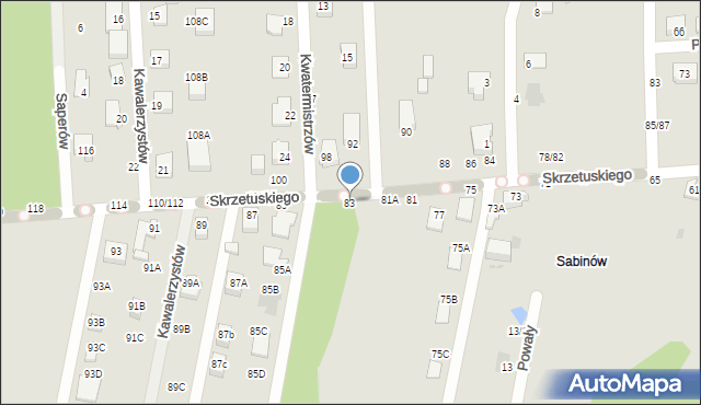 Częstochowa, Skrzetuskiego, 83, mapa Częstochowy