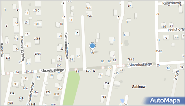 Częstochowa, Skrzetuskiego, 90, mapa Częstochowy