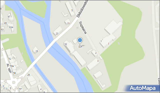 Darłowo, Skłodowskiej-Curie Marii, 32A, mapa Darłowo