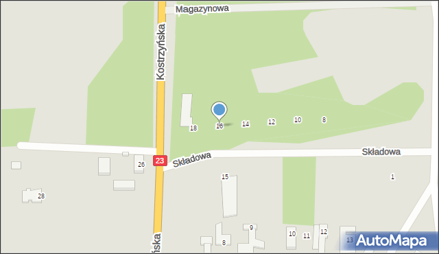 Dębno, Składowa, 16, mapa Dębno