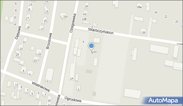 Działoszyn, Skarbczyńskich, 3, mapa Działoszyn