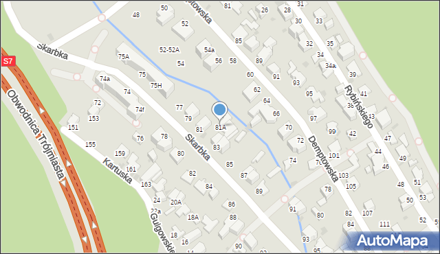 Gdynia, Skarbka, 81A, mapa Gdyni