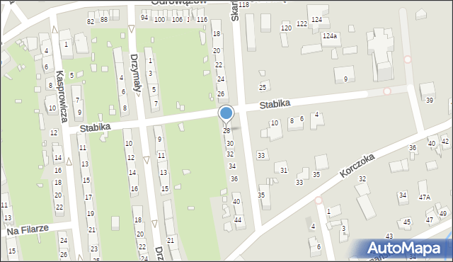 Gliwice, Skarbnika, 28, mapa Gliwic