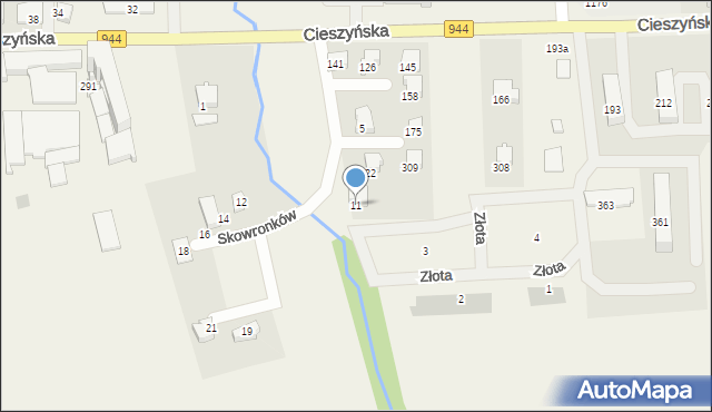 Jaworze, Skowronków, 11, mapa Jaworze