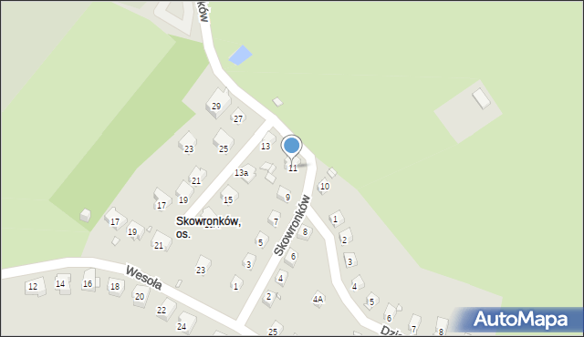 Jelenia Góra, Skowronków, 11, mapa Jelenia Góra